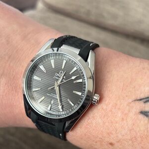 Black Rubber Strap Watch with Grey Dial